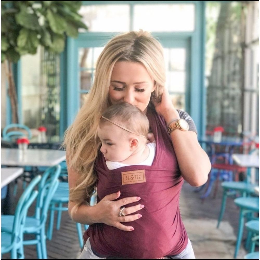 Tuck and bundle merlot baby carrier wrap